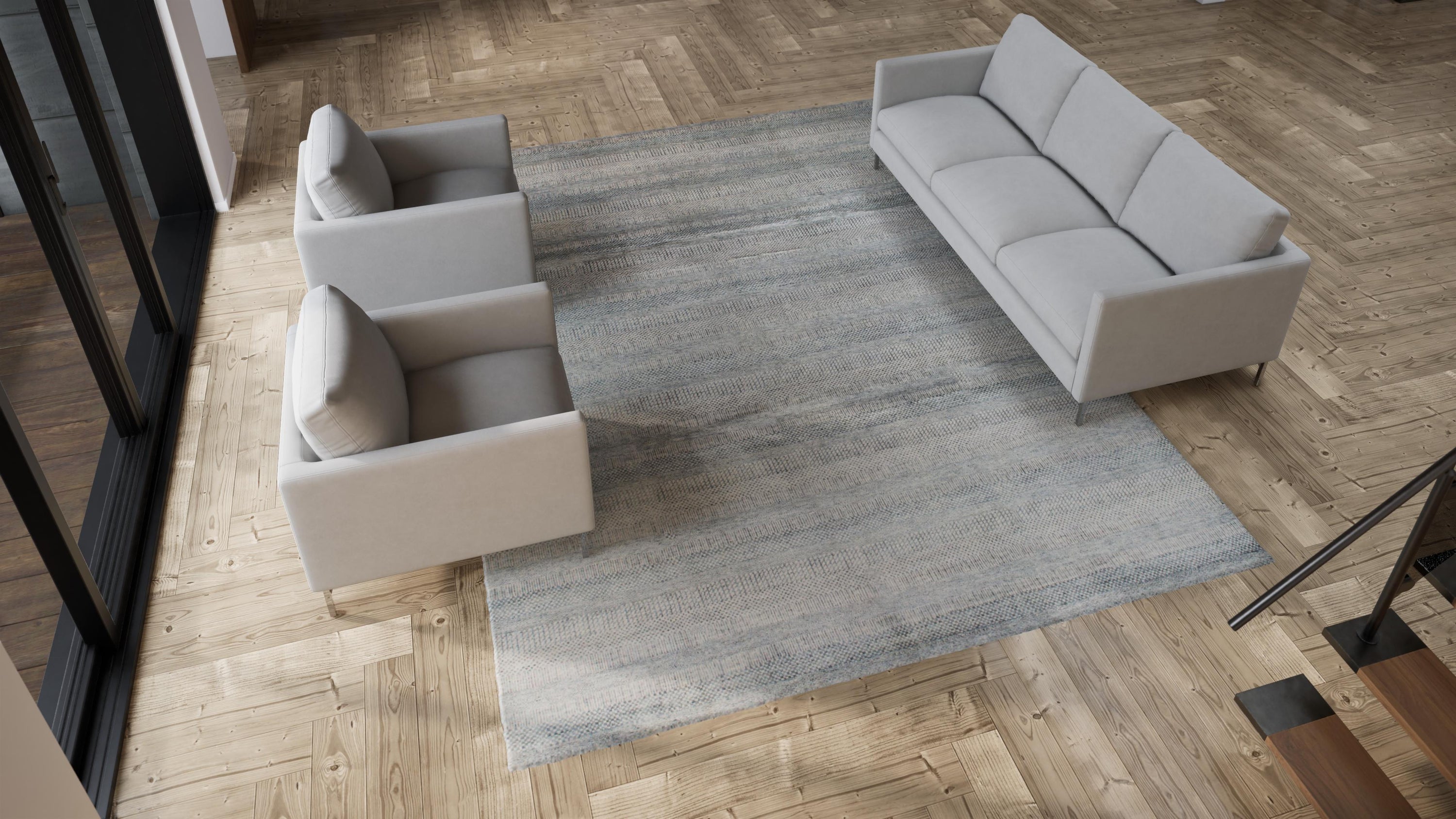 Grey Modern Wool Blend Rug - 9'1" x 12'4"