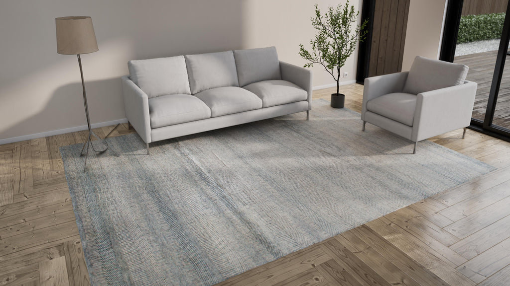 Grey Modern Wool Blend Rug - 9'1" x 12'4"