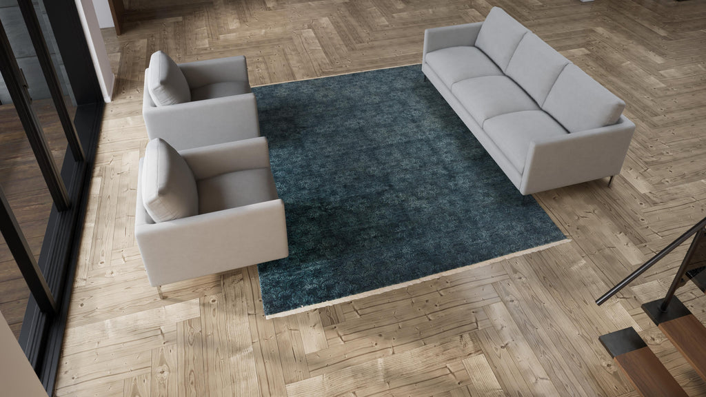 Blue Modern Wool Rug - 8' x 10'2"