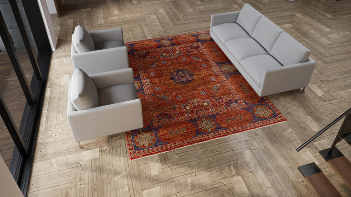 Red Modern Wool Rug - 8'2" x 10'3"