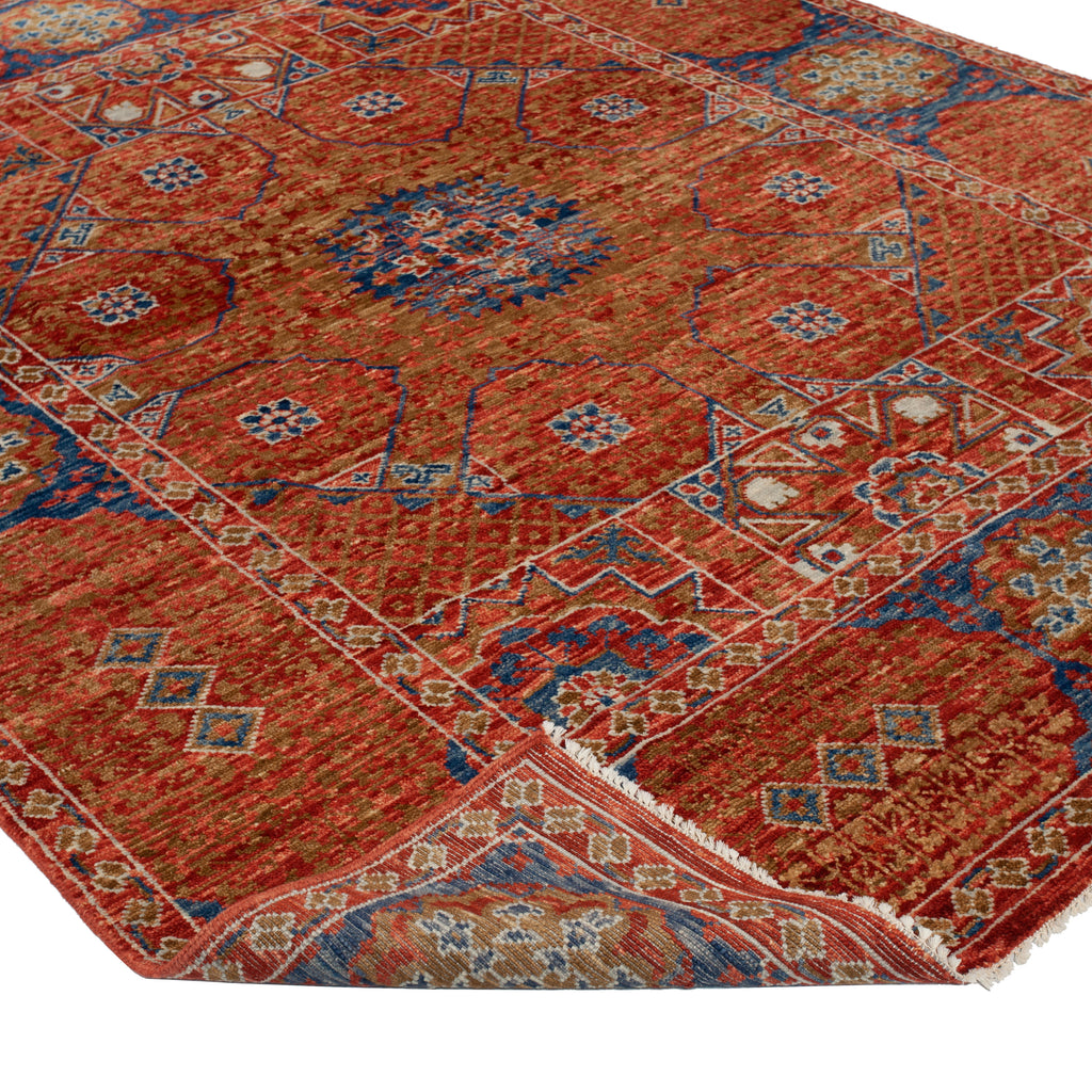 Orange and Blue Traditional Wool Rug 8'2" x 10'3"