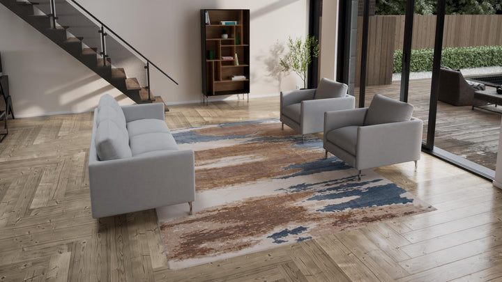 Multicolored Modern Cotton Blend Rug - 9'1" x 12'3"