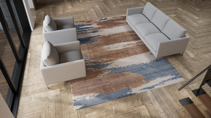 Multicolored Modern Cotton Blend Rug - 9'1" x 12'3"