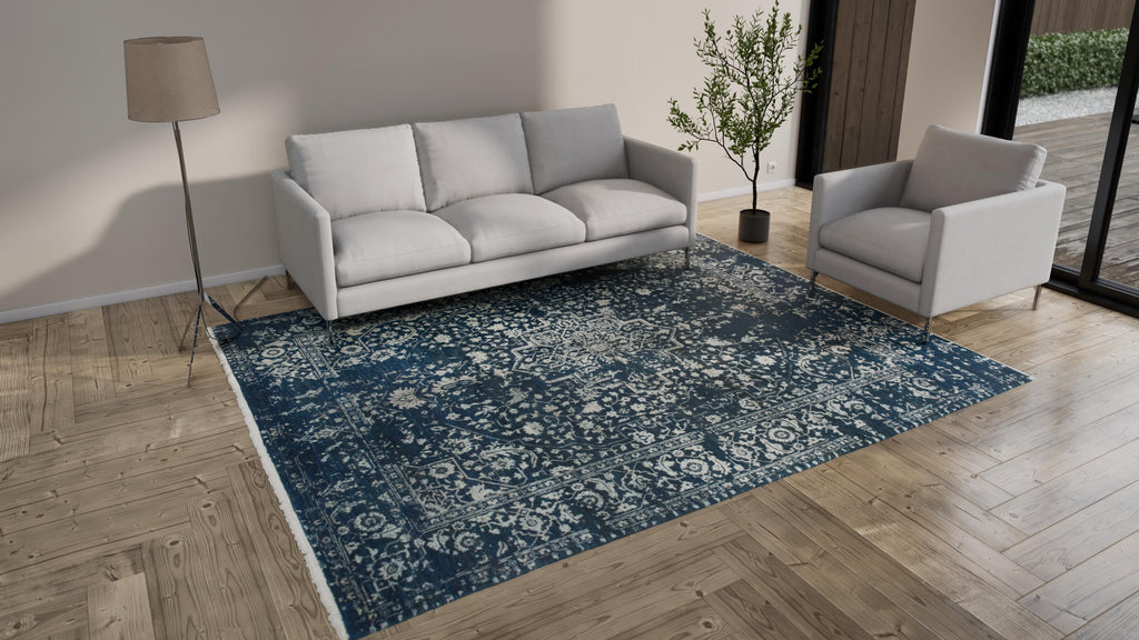 Navy Modern Wool Rug - 8'1" x 10'3"