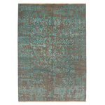 Teal & Grey Modern Wool Rug - 7'10" x 10'6"