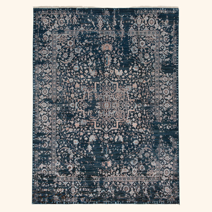 Blue Modern Wool Blend Rug - 8'2" x 10'3"