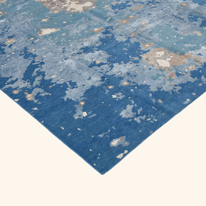 Blue Modern Wool Rug - 8'2" x 9'10"