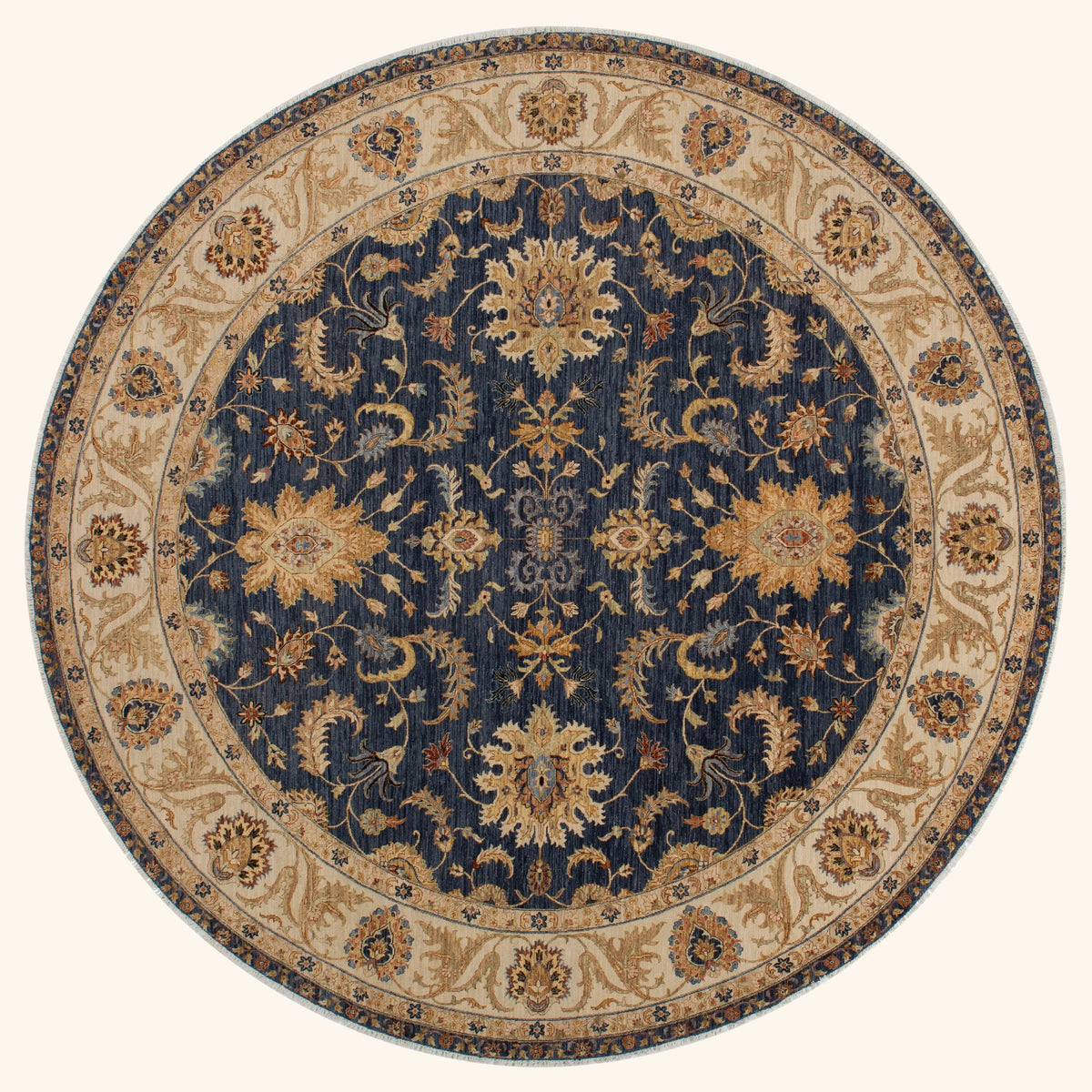Blue & Brown Traditional Wool Rug - 12' Round – abc carpet & home