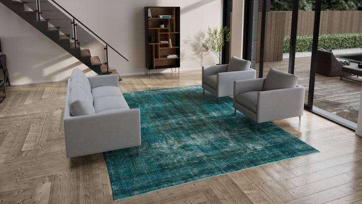 Blue Green Modern Wool Rug - 9'10" x 12'5"