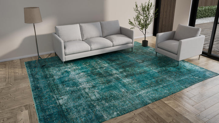 Blue Green Modern Wool Rug - 9'10" x 12'5"