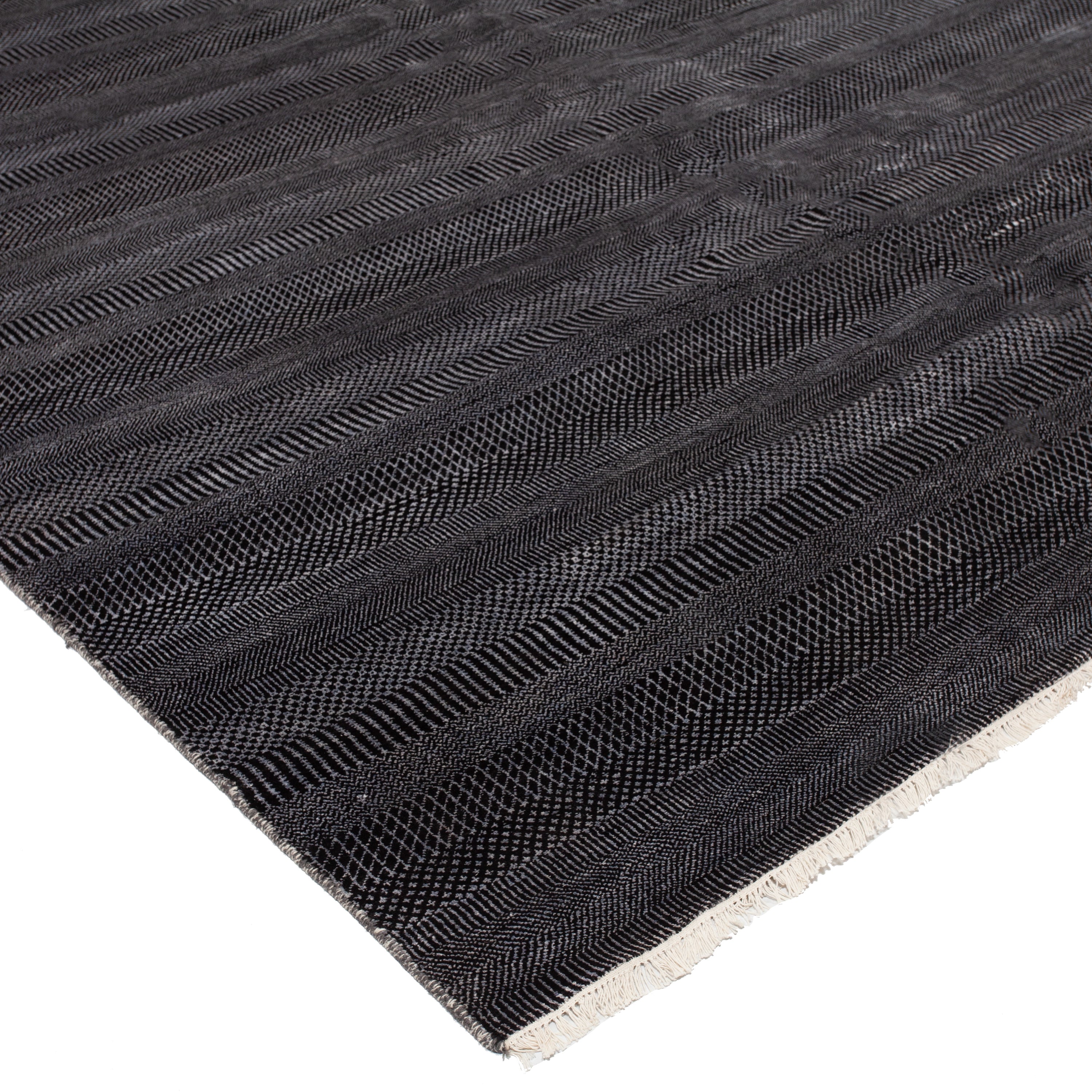 Black Geometric Modern Wool Rug 10'1" x 13'10"