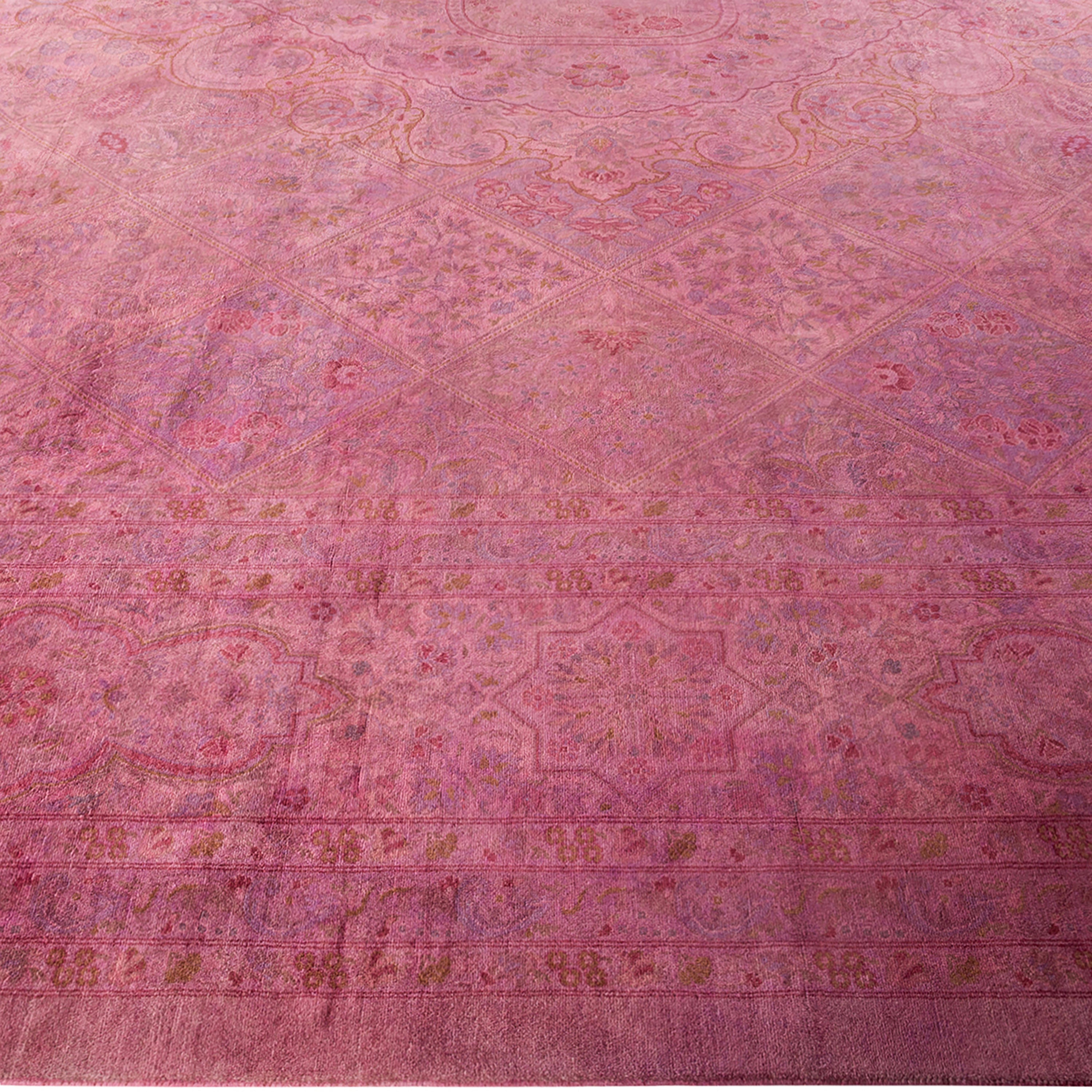 Pink Overdyed Wool Rug - 12' x 17'8"
