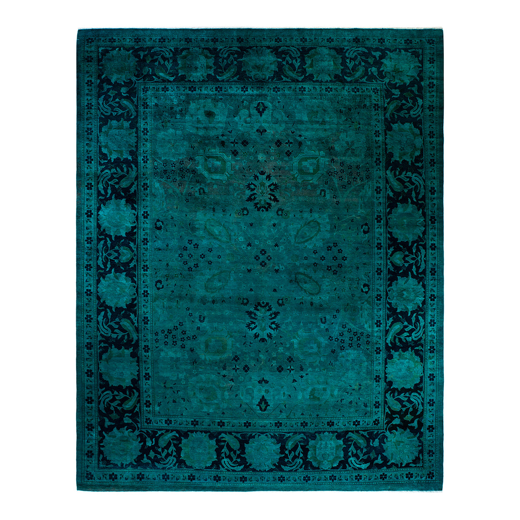 Green Overdyed Wool Rug - 11'10" x 15'3"