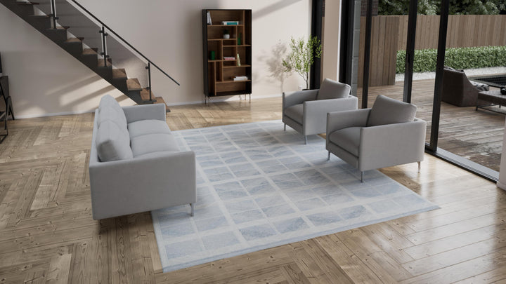 Blue Swedish Style Flatweave Silk Rug - 9'5" x 11'11"