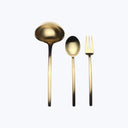 Due Serveware, Ice Finish Oro / 3 Piece Serving Set (Fork, Spoon, Ladle)
