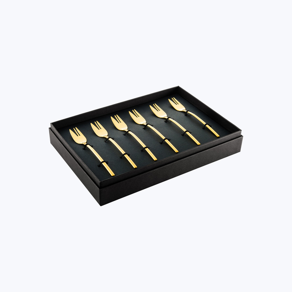 Due Flatware, Ice Finish Oro / Cake Fork Set (6 Pieces)