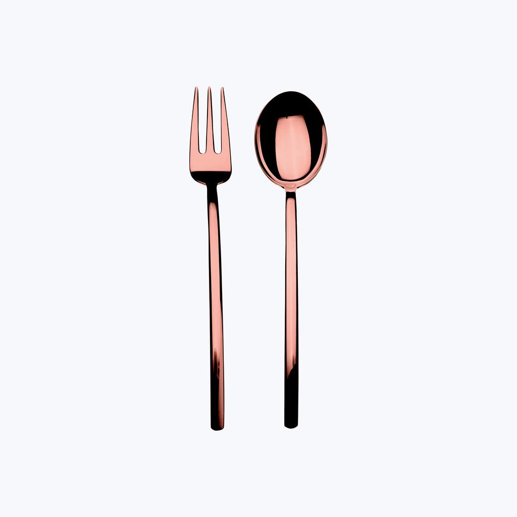 Due Serveware, Mirror Finish Bronzo / Serving Set (Fork & Spoon)
