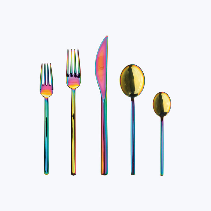 Due Flatware, Mirror Finish Rainbow / 5 Piece