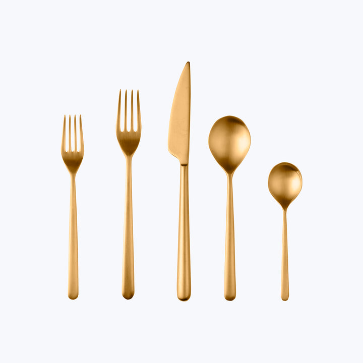 Linea Flatware, Ice Finish Oro / 5 Piece