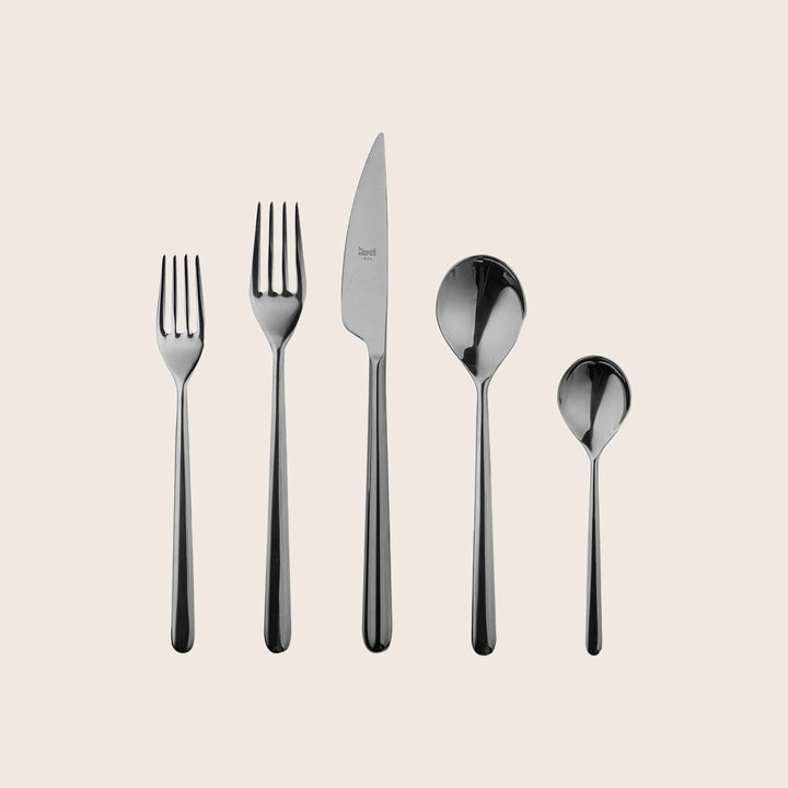 Linea Flatware, Mirror Finish Oro Nero / 5 Piece