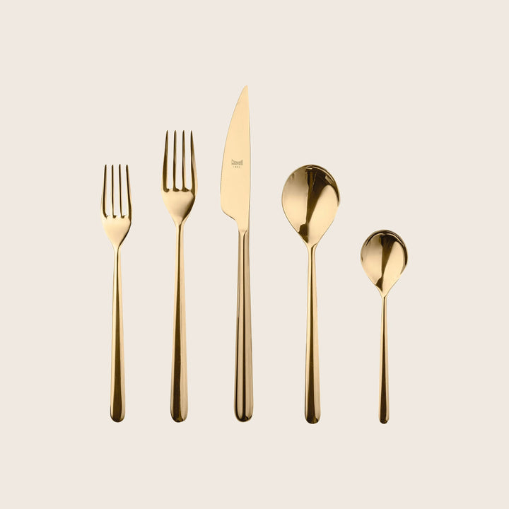 Linea Flatware, Mirror Finish Oro / 20 Piece