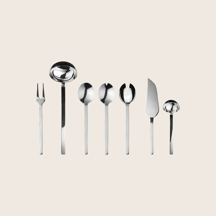 Stile Serveware, Mirror Finish Stainless Steel / Full Serving Set (7 Piece)