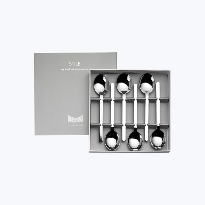 Stile Flatware, Mirror Finish Stainless Steel / Coffee Spoon Set (6 Piece)