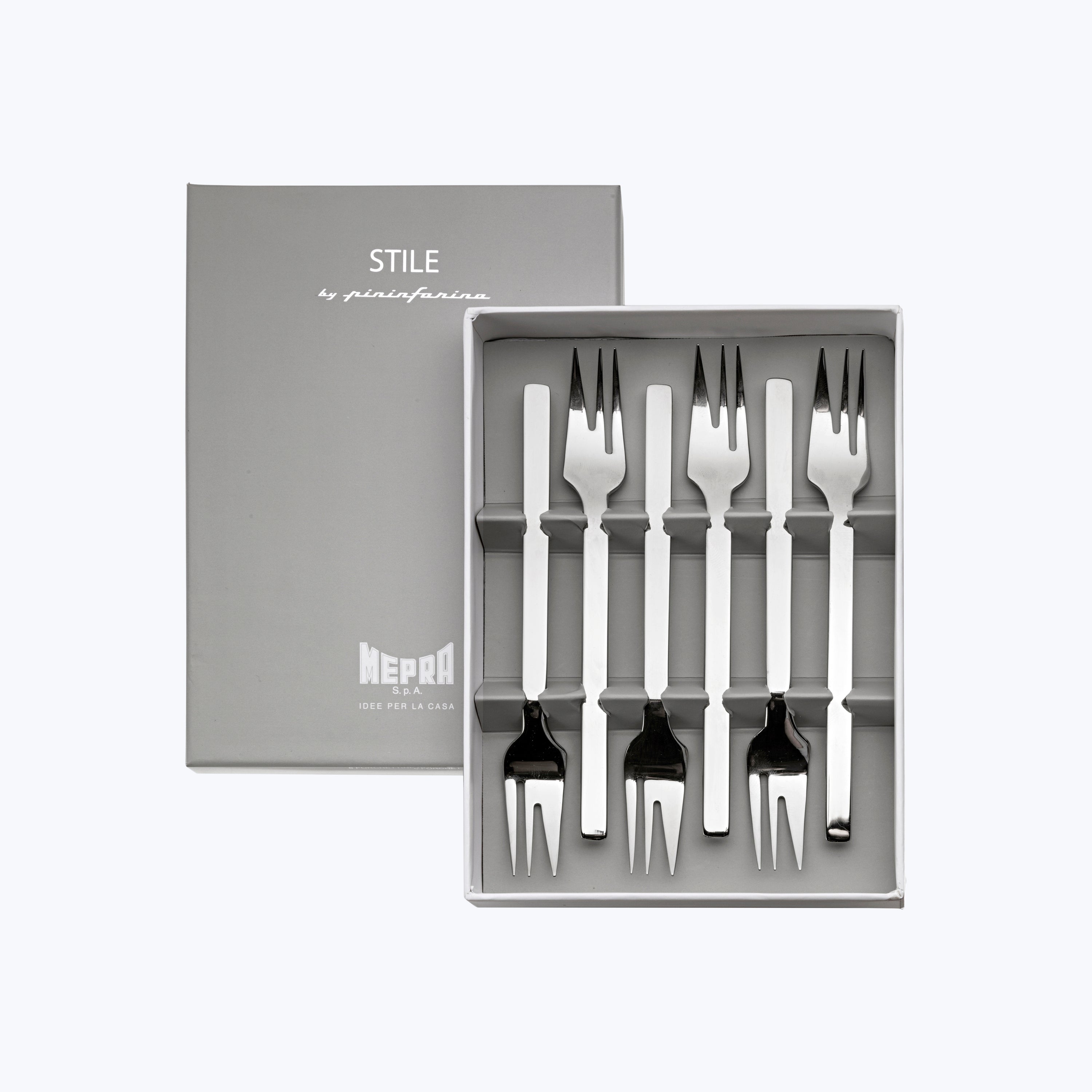 Stile Flatware, Mirror Finish Stainless Steel / Cake Fork Set (6 Piece)