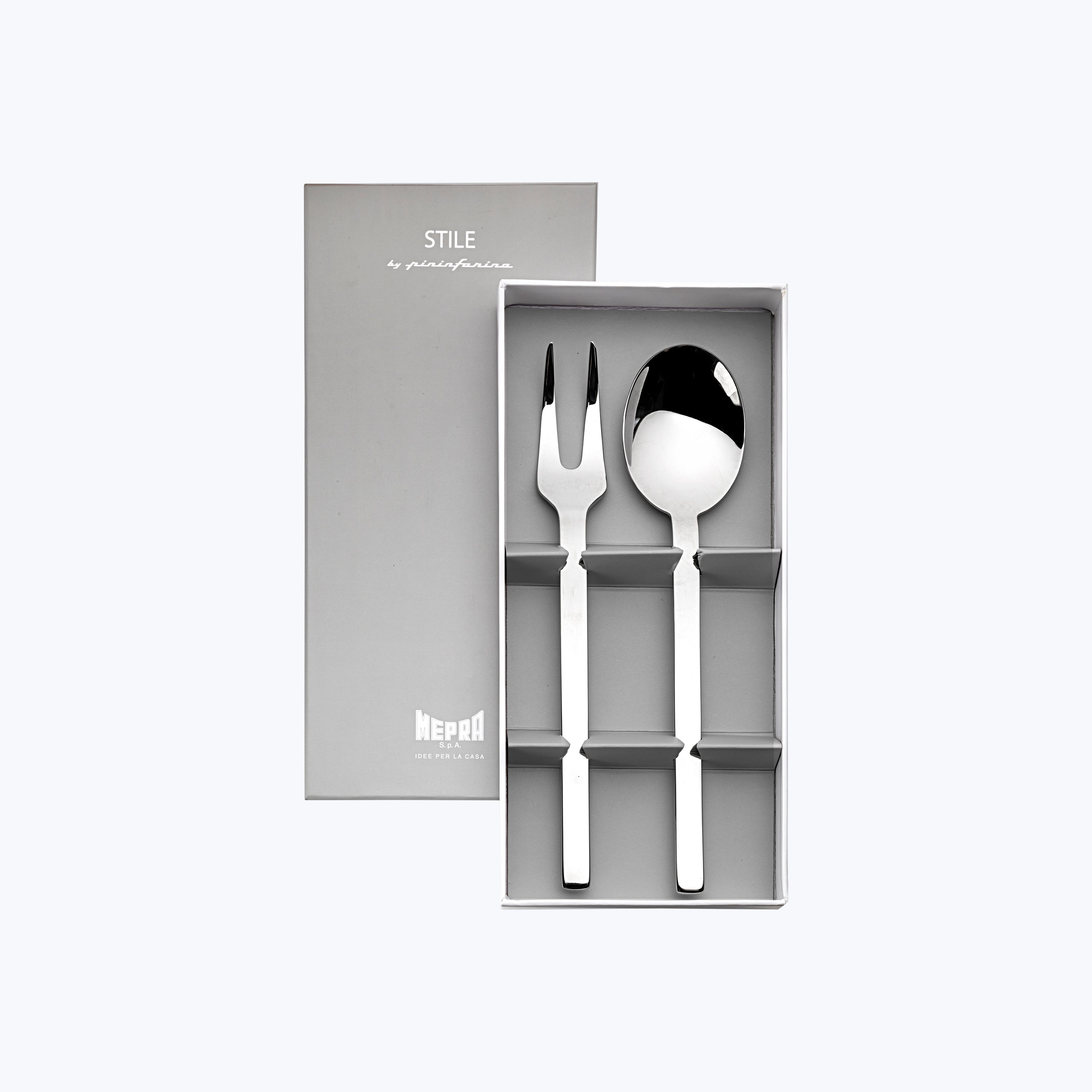 Stile Serveware, Mirror Finish Stainless Steel / Serving Set (Fork & Spoon)