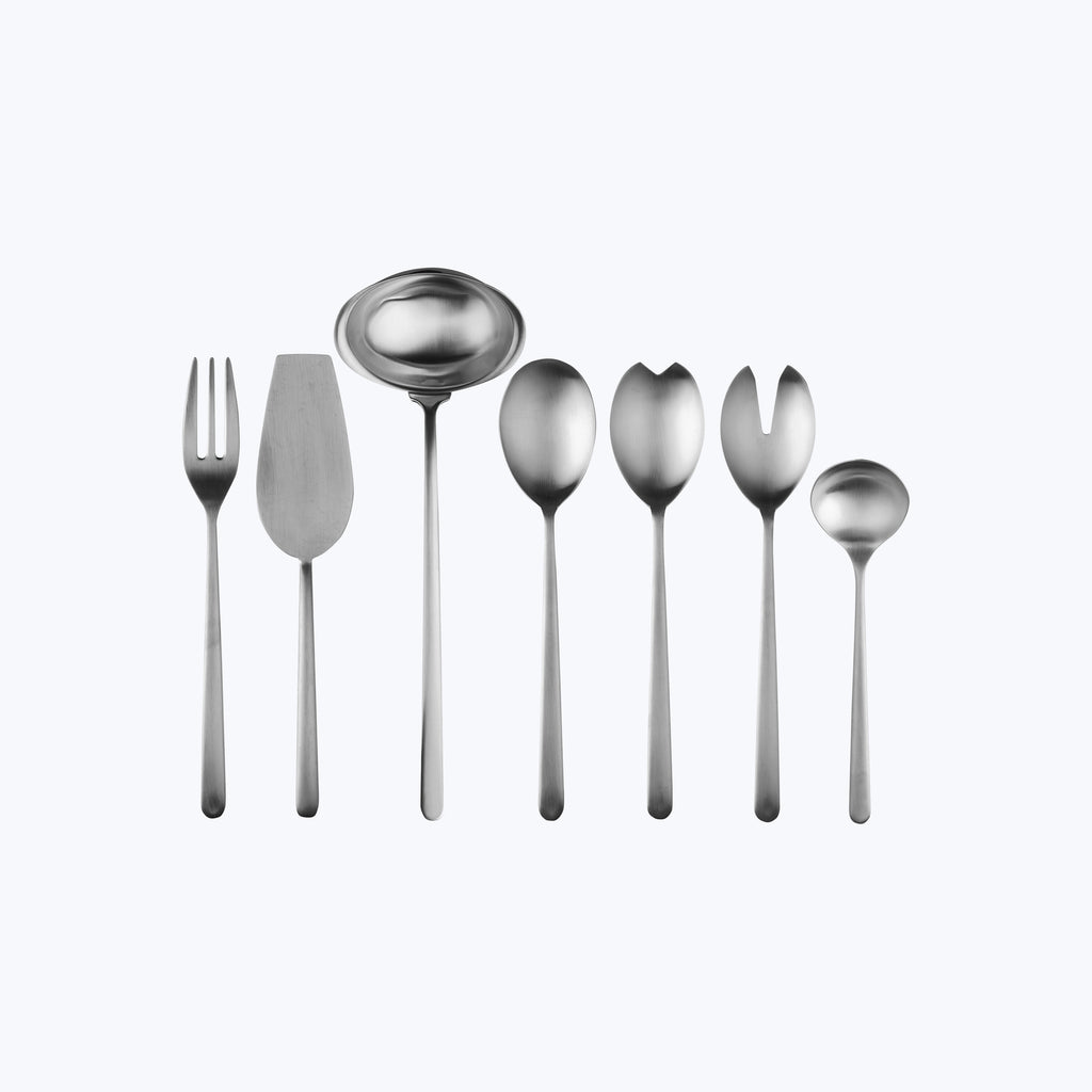 Linea Serveware, Ice Finish Stainless Steel / Full Serving Set (7 Piece)