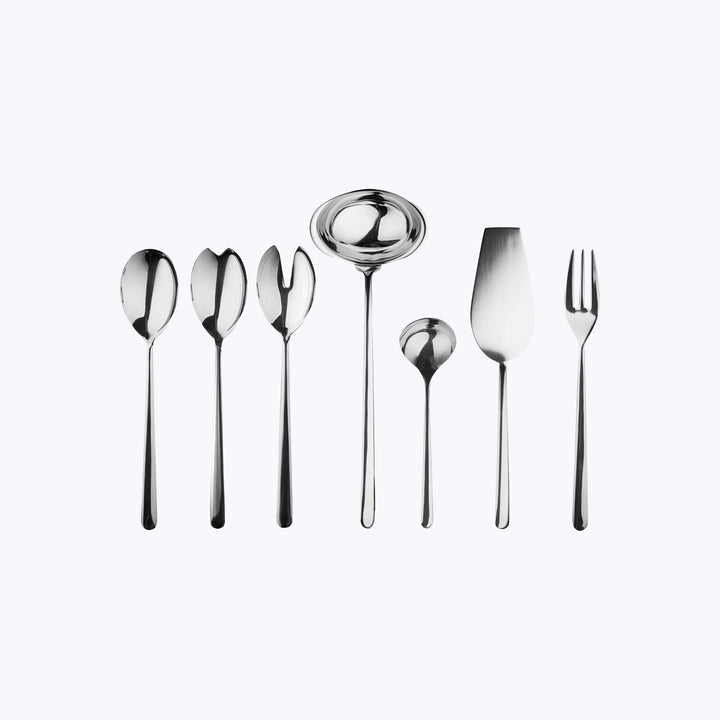 Linea Serveware, Mirror Finish Stainless Steel / Full Serving Set (7 Piece)