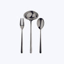Linea Serveware, Mirror Finish Oro Nero / 3 Piece Serving Set (Fork, Spoon, Ladle)