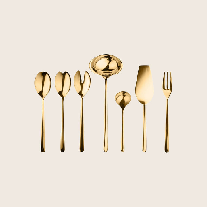 Linea Serveware, Mirror Finish Oro / Full Serving Set (7 Piece)