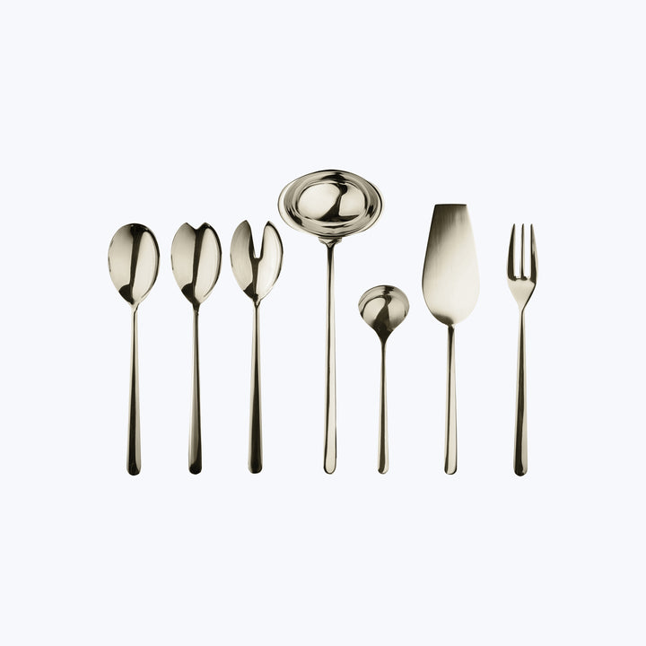 Linea Serveware, Mirror Finish Champagne / Full Serving Set (7 Piece)
