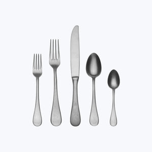 Classic Vintage Flatware, Pewter Finish Stainless Steel / 5 Piece - hover