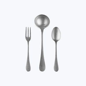 Classic Vintage Serveware, Pewter Finish Stainless Steel / Full Serving Set (7 Piece) - hover