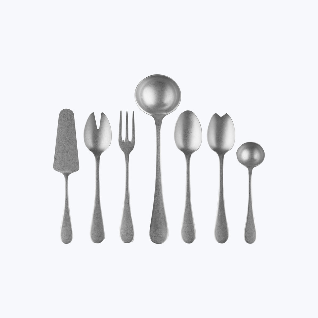 Classic Vintage Serveware, Pewter Finish Stainless Steel / Full Serving Set (7 Piece)