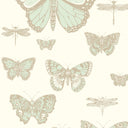 Butterflies & Dragonflies Wallpaper, 11 yard roll Duck Egg Ivory