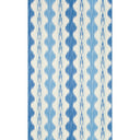 Blue and cream ikat pattern textile with feathered edges.