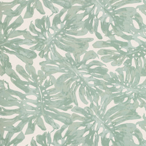 Tropical monstera leaf pattern on pale background, hand-painted watercolor style.