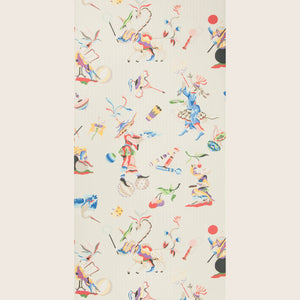 Whimsical circus-themed pattern with playful characters and vibrant colors. - hover