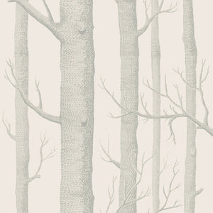Detailed monochromatic tree trunk and branch pattern on light background.