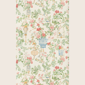 Elegant chinoiserie wallpaper with intricate botanical and decorative elements. - hover