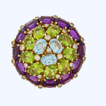 French Vintage semi precious gem set flower cocktail ring