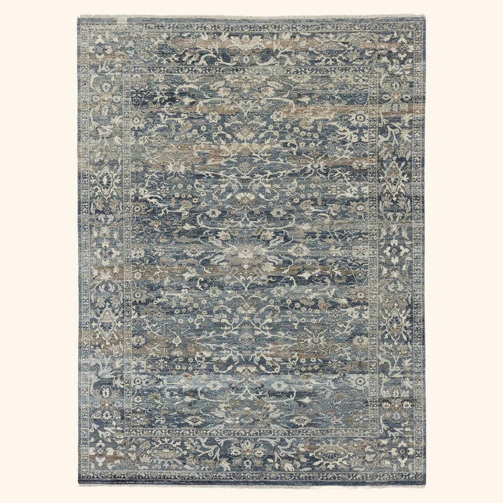 Blue & Grey Transitional Wool Rug - 9' x 12'