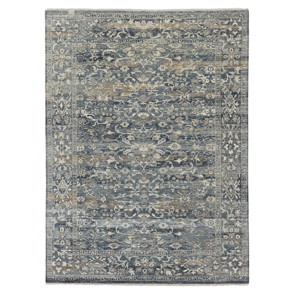 Blue & Grey Transitional Wool Rug - 9' x 12'