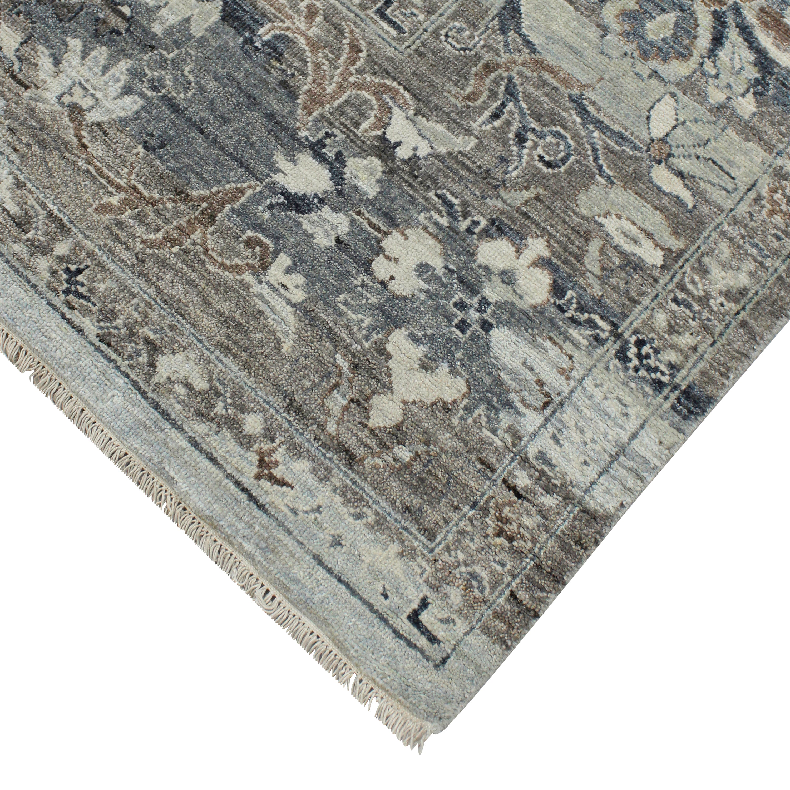 Grey Abstract Transitional Wool Rug - 9' x 12'