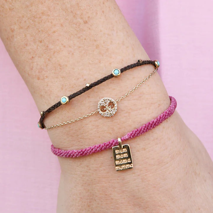 Bezel Charms Bracelet with Turquoise in Chocolate Default Title