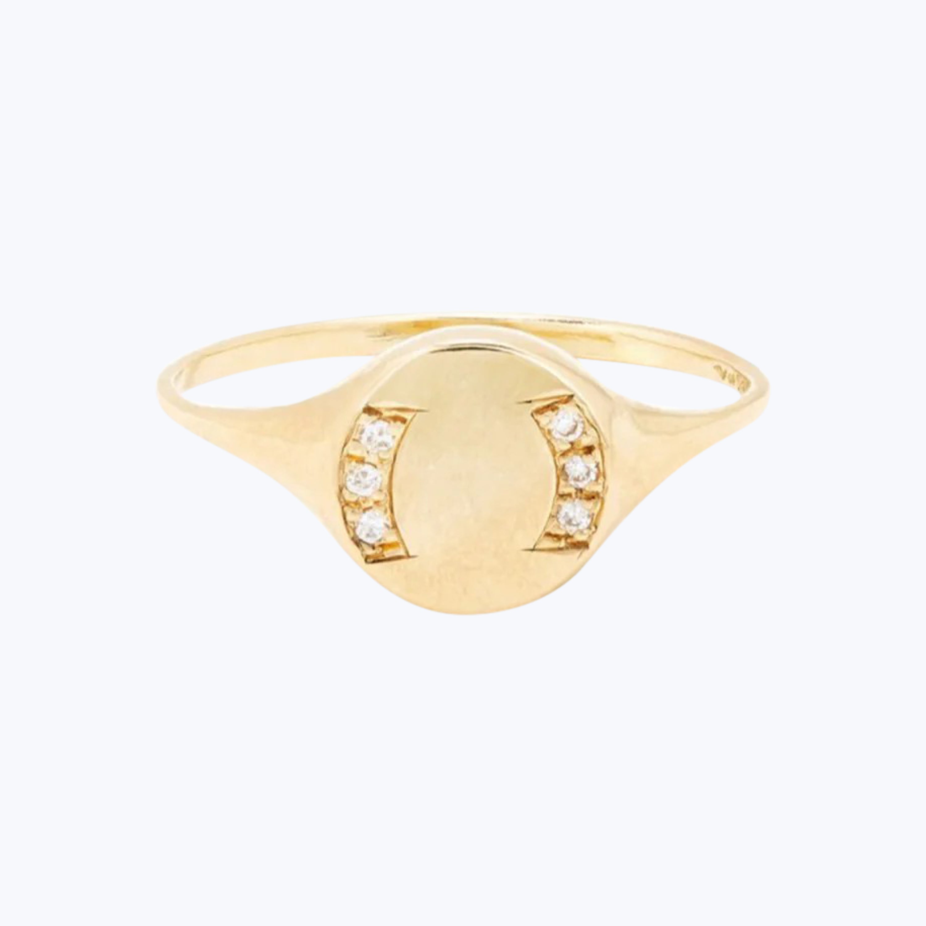 Round Signet Ring with Diamonds Default Title