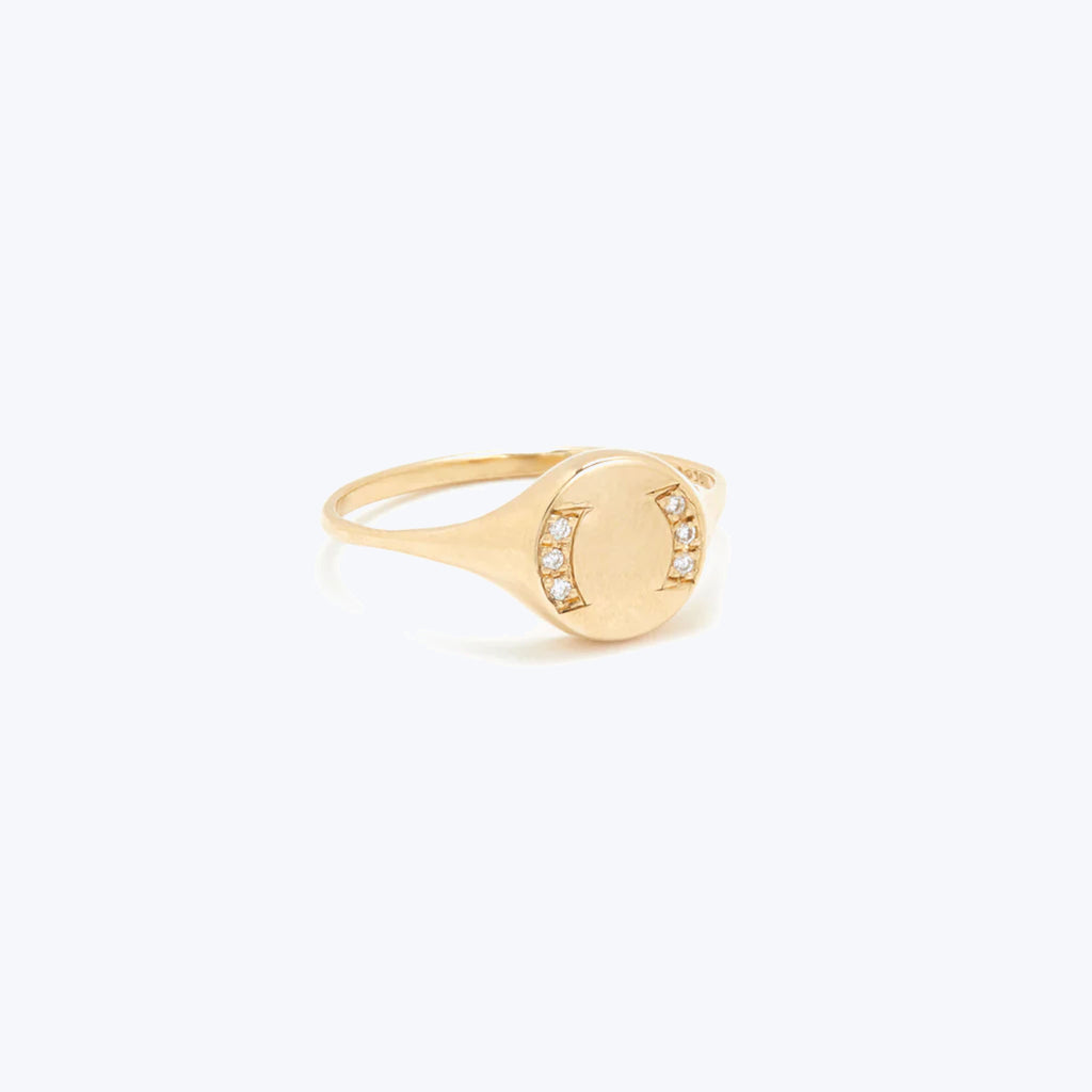 Round Signet Ring with Diamonds Default Title